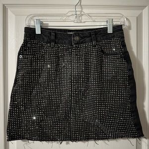 TopShop Denim silver studded miniskirt